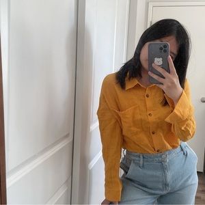NWT Orange Oversized Button Down Shirts S